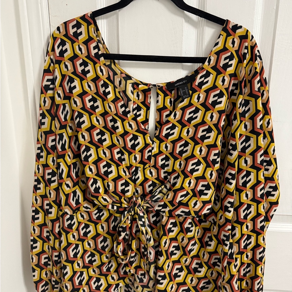 Forever 21+ Multicolor Hexagon Blouse